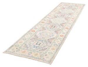 Tappeto Kazak Geometrico Avorio Azzurro Corsia 81x292 Cm