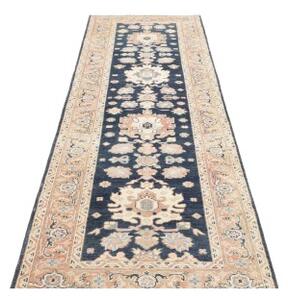 Tappeto Kazak Stilizzato Blu Scuro Beige Corsia 83x286 Cm