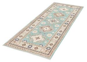 Tappeto Kazak Stilizzato Azzurro Chiaro Beige Corsia 79x201 Cm