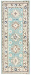 Tappeto Kazak Stilizzato Azzurro Chiaro Beige Corsia 79x201 Cm