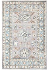 Tappeto Kazak Stilizzato Grigio Lavanda Azzurro 101x153 Cm