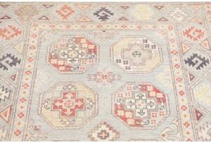 Tappeto Kazak Geometrico Celeste Beige 101x155 Cm