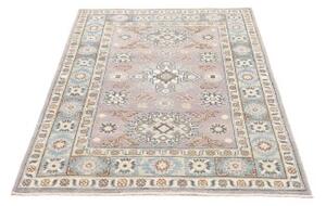 Tappeto Kazak Stilizzato Grigio Lavanda Azzurro 101x153 Cm