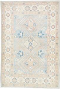 Tappeto Kazak Stilizzato Azzurro Chiaro Avorio 102x148 Cm