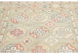 Tappeto Kazak Geometrico Verde Salvia Rosso Corallo 147x202 Cm