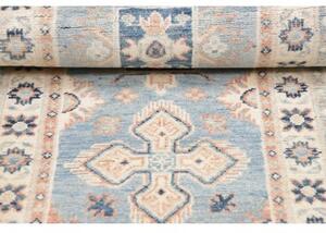 Tappeto Kazak Geometrico Azzurro Avorio Corsia 65x190 Cm