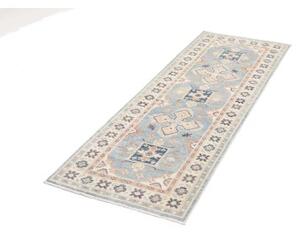 Tappeto Kazak Geometrico Azzurro Avorio Corsia 65x190 Cm