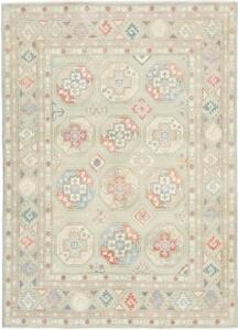 Tappeto Kazak Geometrico Verde Salvia Rosso Corallo 147x202 Cm