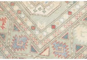 Tappeto Kazak Geometrico Verde Salvia Rosso Corallo 147x202 Cm