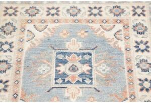Tappeto Kazak Geometrico Azzurro Avorio Corsia 65x190 Cm