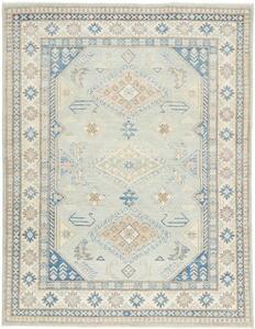 Tappeto Kazak Geometrico Verde Chiaro Azzurro 152x197 Cm