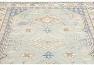 Tappeto Kazak Geometrico Verde Chiaro Azzurro 152x197 Cm