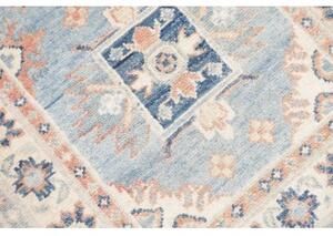 Tappeto Kazak Geometrico Azzurro Avorio Corsia 65x190 Cm