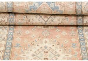 Tappeto Kazak Geometrico Rosa Cipria Azzurro Corsia 75x208 Cm