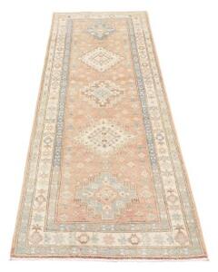 Tappeto Kazak Geometrico Rosa Cipria Azzurro Corsia 75x208 Cm
