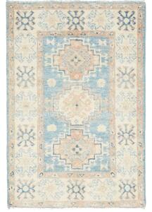 Tappeto Kazak Geometrico Azzurro Beige 59x87 Cm