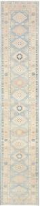 Tappeto Kazak Stilizzato Azzurro Beige Corsia 65x343 Cm