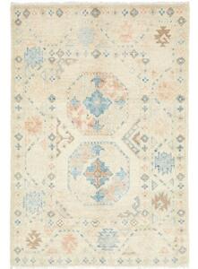Tappeto Kazak Stilizzato Avorio Azzurro 60x89 Cm