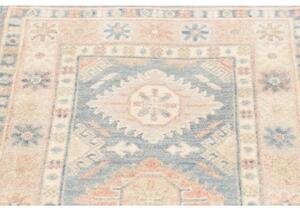 Tappeto Kazak Stilizzato Azzurro Beige Corsia 65x343 Cm