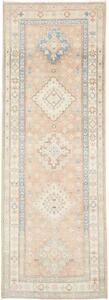 Tappeto Kazak Geometrico Rosa Cipria Azzurro Corsia 75x208 Cm