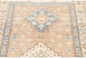 Tappeto Kazak Geometrico Rosa Cipria Azzurro Corsia 75x208 Cm