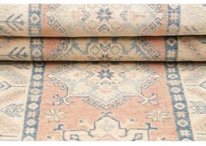 Tappeto Kazak Stilizzato Rosa Cipria Azzurro Corsia 80x290 Cm