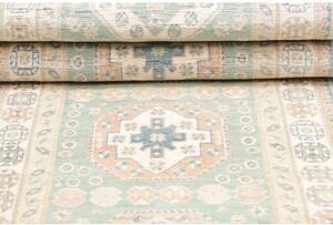 Tappeto Kazak Geometrico Verde Acqua Avorio Corsia 83x354 Cm