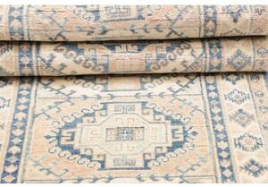 Tappeto Kazak Stilizzato Blu Azzurro Beige Corsia 82x290 Cm