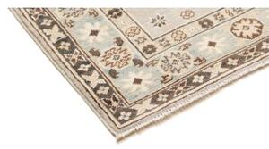 Tappeto Kazak Geometrico Celeste Marrone Corsia 84x392 Cm