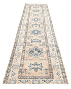 Tappeto Kazak Stilizzato Avorio Blu Corsia 77x373 Cm