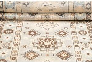 Tappeto Kazak Geometrico Celeste Marrone Corsia 84x392 Cm