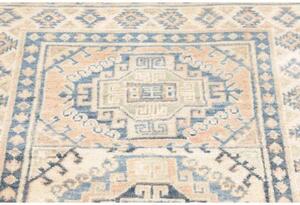 Tappeto Kazak Stilizzato Blu Azzurro Beige Corsia 82x290 Cm