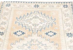 Tappeto Kazak Geometrico Beige Blu Corsia 54x302 Cm