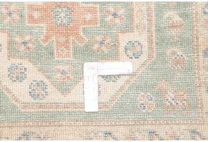Tappeto Kazak Geometrico Verde Acqua Avorio Corsia 83x354 Cm