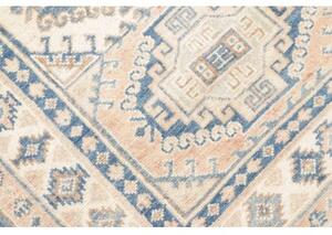Tappeto Kazak Stilizzato Blu Azzurro Beige Corsia 82x290 Cm