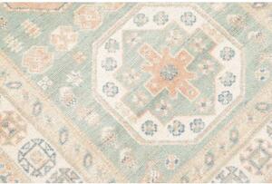 Tappeto Kazak Geometrico Verde Acqua Avorio Corsia 83x354 Cm