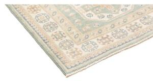 Tappeto Kazak Geometrico Verde Acqua Avorio Corsia 83x354 Cm