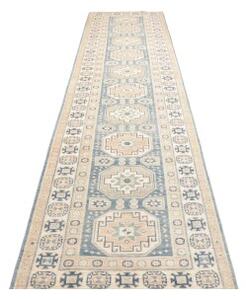 Tappeto Kazak Geometrico Azzurro Beige Corsia 90x394 Cm