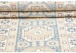 Tappeto Kazak Geometrico Azzurro Beige Corsia 90x394 Cm