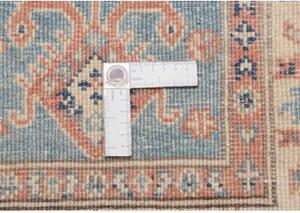 Tappeto Kazak Medaglione Floreale Azzurro Chiaro Avorio Corsia 65x202 Cm