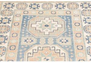 Tappeto Kazak Geometrico Azzurro Beige Corsia 90x394 Cm
