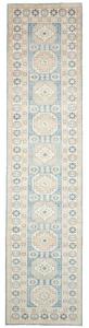 Tappeto Kazak Geometrico Azzurro Beige Corsia 90x394 Cm
