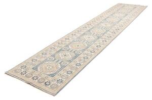 Tappeto Kazak Geometrico Azzurro Beige Corsia 90x394 Cm