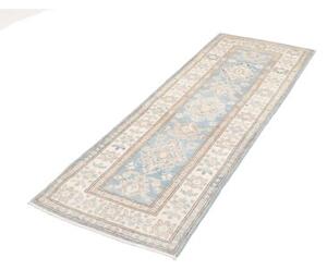 Tappeto Kazak Medaglione Floreale Azzurro Chiaro Avorio Corsia 65x202 Cm