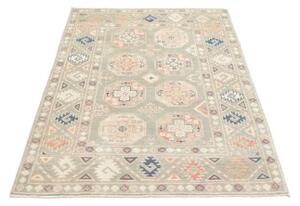 Tappeto Kazak Geometrico Verde Salvia Rosa Cipria 103x155 Cm