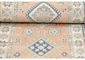Tappeto Kazak Geometrico Rosa Pesca Azzurro Corsia 62x175 Cm
