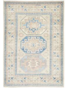Tappeto Kazak Geometrico Avorio Azzurro 105x150 Cm