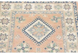 Tappeto Kazak Geometrico Rosa Pesca Azzurro Corsia 62x175 Cm