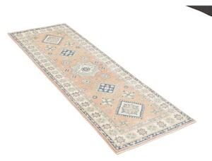 Tappeto Kazak Geometrico Rosa Pesca Azzurro Corsia 62x175 Cm