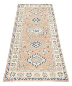 Tappeto Kazak Geometrico Rosa Pesca Azzurro Corsia 62x175 Cm